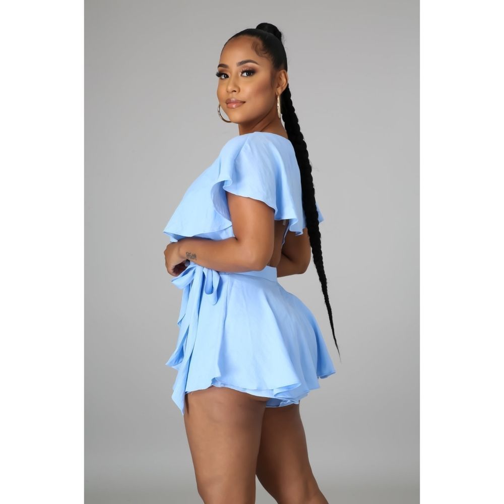 Blue Ruffled Romper - Picture 6 of 11